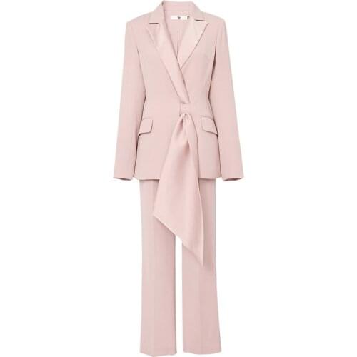 Autumn new elegant womens fashion trend temperament casual small suit two-piece pink professional wear workplace suit