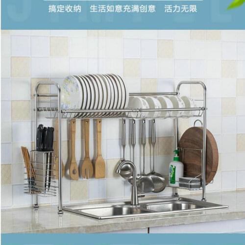 Household multi-functional stainless steel tray, cutlery storage drain rack, kitchen sink water rack