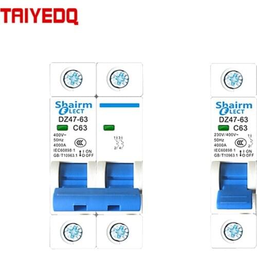 DC MCB DZ47-63 32A 125A 1P 2P Household Miniature Circuit Breaker Power Switch Protector Air Switch 6-63A
