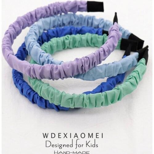Cute Solid Color Headband Girls Baby Hairbands Crumpled Cloth Hair Hoop Sweet Hair Band Fashion Kids Headwear Hair Accessories