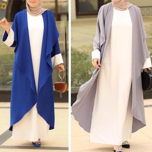 Ramadan Muslim Abaya Loose Long Sleeve Maxi Dress Women Robe Arab Turkish Dubai Kaftan Islamic Gown Clothing Jilbab Middle East