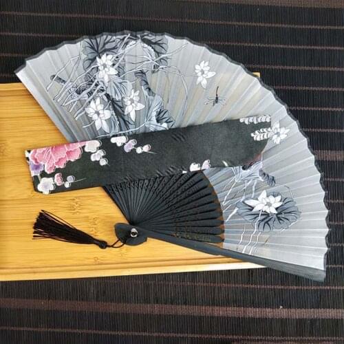 Retro Style Silk Folding Fan Chinese Japanese Pattern Art Craft Gift Home Decoration Ornaments Dance Hand Fan Dropship