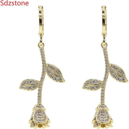 Rose Flower Dangle Earrings Cold Wind Temperament Simple Trendy Statement Earrings For Girls Gift Jewelry