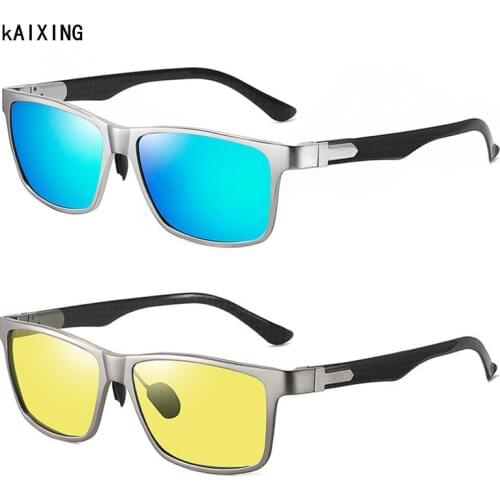 KAIXING Aluminum Magnesium Polarized Sunglasses Carbon Fiber Men Square Sun Glasses Women Day&Night Vision Photochromic Glasses