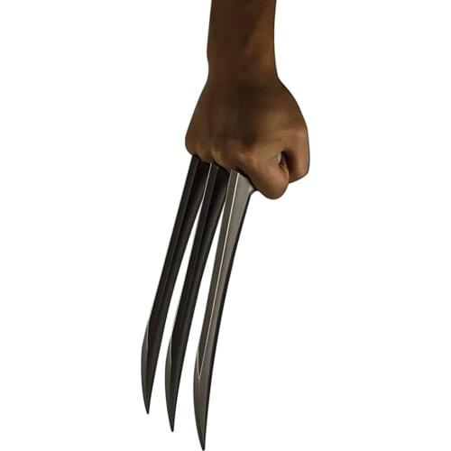 Superhero 1 Pair Durable Plastic Wolverine Claws Blade Figure for Halloween Costume Party Cosplay Props Silver