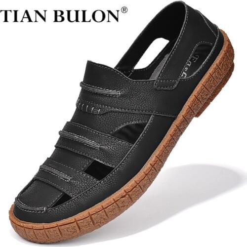 Summer Genuine Leather Men Casual Shoes Handmade Desiger Shoes Men Loafers Luxury Brand Sandals Driving Shoes Zapato De Hombre