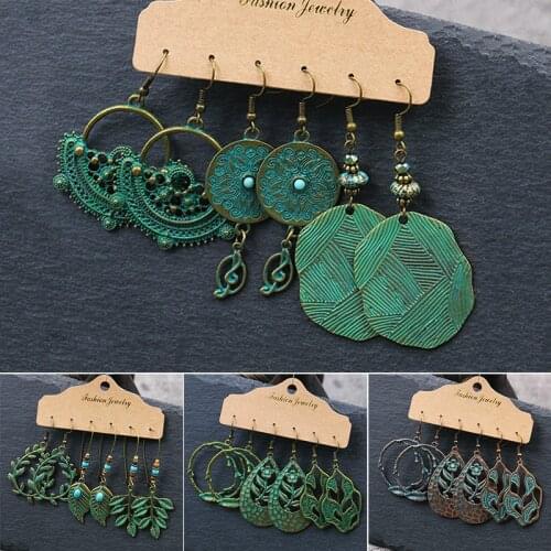Vintage Ethnic Boho Metal Big Earrings For Women Statement Drop Earrings Geometric Pendant Earrings Trend Fashion Jewelry Bijoux