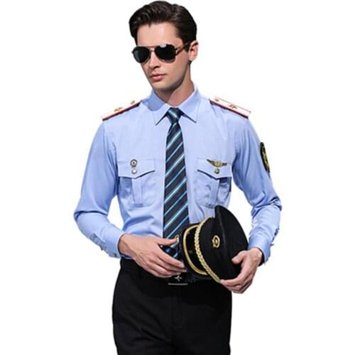 High Quality Railway Uniform Overwear Mens Train Attendant Blue Navy Shirts Suit Work Clothes For Gentlemen