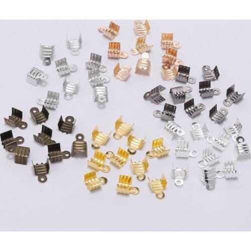 200Pcs/Lot Gold Metal End Caps End Three-Wire Clasps Leather Cord Crimp Bead Connectors for DIY Jewelry Making Findings Supplies