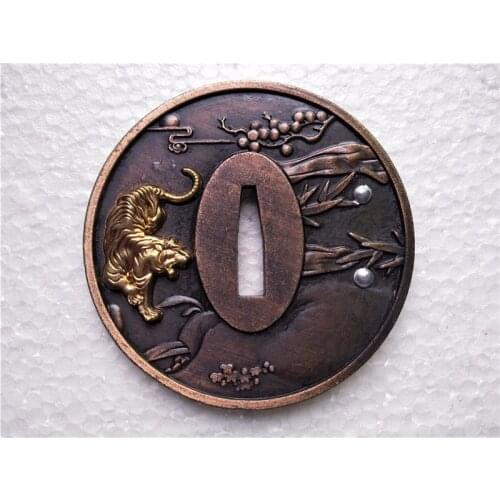 Alloy Guard Tiger Tsuba For Japanese Samurai Katana Sword Wakizashi Tanto
