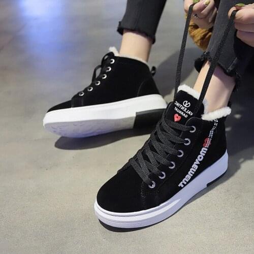 Winter Ankle Boots Women Warm Thick Plush Suede Snow Boots Female Sneakers Fur Shoes Women Botines Mujer 2020