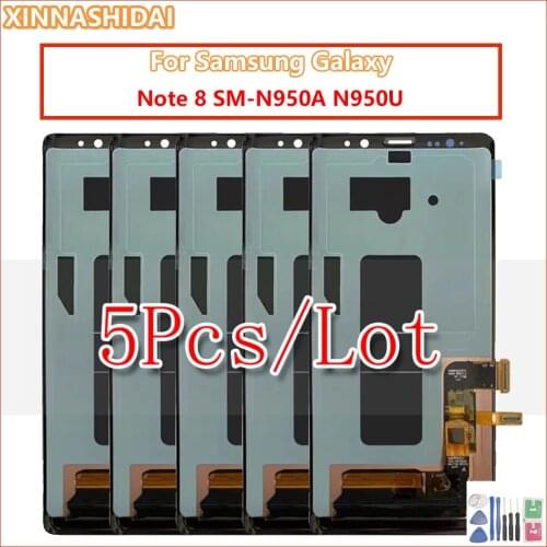 5Pcs Super AMOLED LCD For SAMSUNG Galaxy NOTE 8 N950 N9500 LCD Display Touch Screen Replacement Parts With Frame 100% Tested