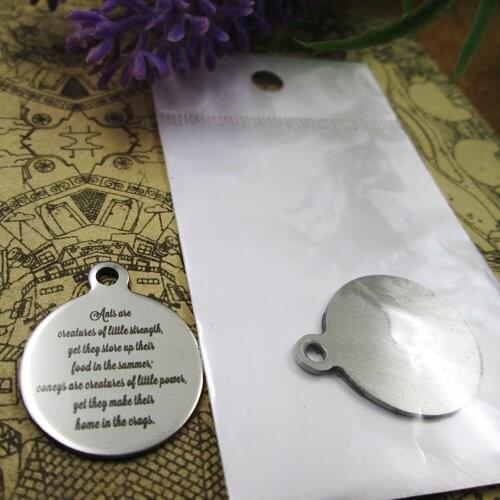 10pcs--"Ants are creatures of little strength..."stainless steel more styles for choosing DIY Charms Bible gold sentence