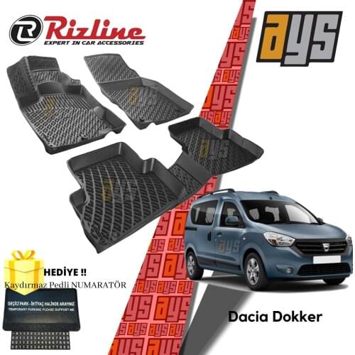 3D Car Floor Mat Black 4 cm Raised Borders For Dacia Doker Perfect Fit Odorless Allergy Free and Installation Original Design