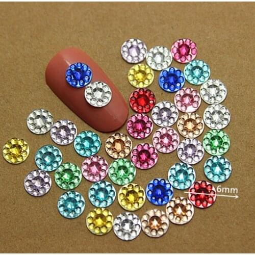 500pcs/lot 6mm Mix colors Round Flatback Resin Cabochons for DIY Nail Decoration,RB12003