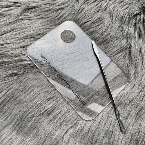 1 set Acrylic Transparent Makeup Palette Polish Gel Watercolor Oil Painting Mixer with Spatula Nail Art Salon Maicure Tools