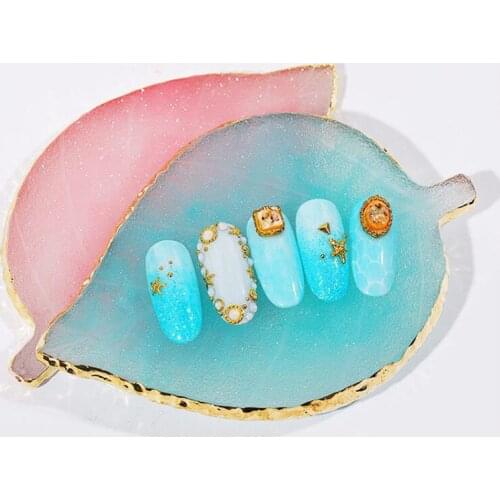 6pcs Acrylic UV Gel Polish Holder Paint Dish Glue Manicure Display Resin Leaf Gem Stone Gradient Nail Art Palette Shoot Tool