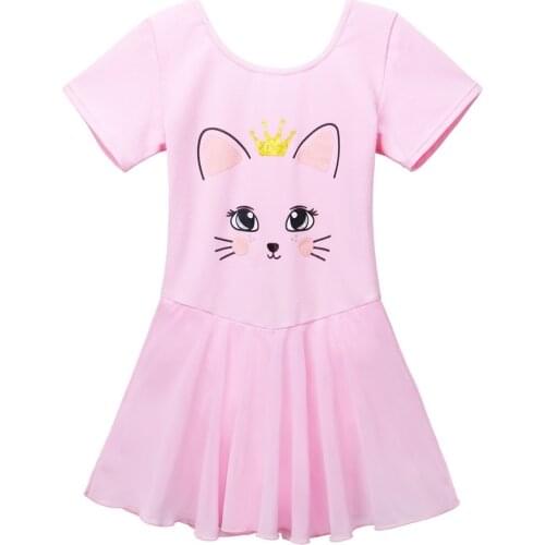 BAOHULU 3-8 Years Girls Ballet Dress Cute Cartoon Cat Ballet Tutu Costume Children Ballerina Performance Gymnastics Leotard
