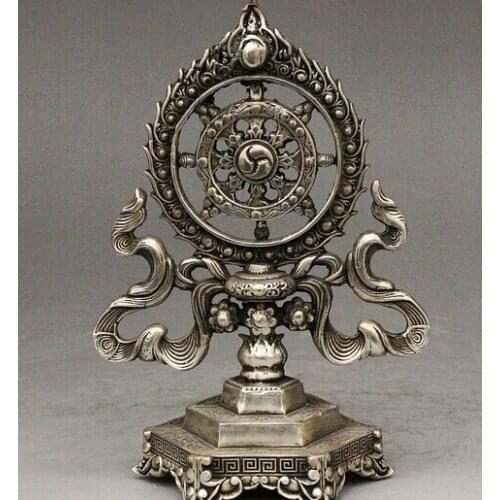 Decoration bronze factory outlets Tibet Silver Tibet Tibetan Buddhism Fengshui Wealth Silver 8 Auspicious Symbol Lucky Statue