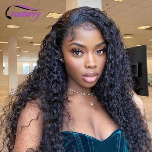 Cranberry Hair Remy Peruvian Deep Wave Human Hair Wigs For Black Women Pre Plucked Natural Hairline 4inch Deep T Part Lace Wig