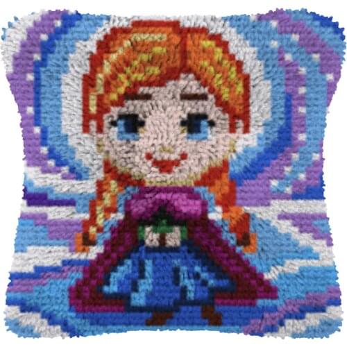 Latch Hook kits Pillow Girl Diy Handmade Printed Canvas Cushion Latch Hook Kits DIY Unfinished accessories