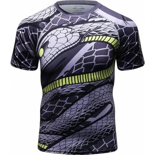 2021 Summer New Design Compression Sportswear 3d Cartoons Printing Tops Shorts Sleeve Fitness Sports Jerseys Tight Breathable