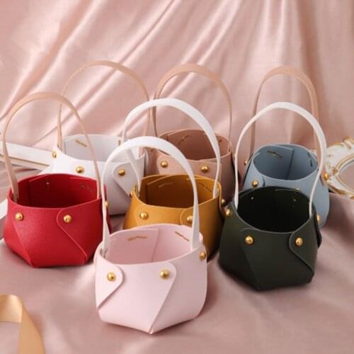 1PC Cute Leather Basket Gift Bags Candy Boxes Handbag Wedding Party Jewelry Packaging Box Birthday Gifts