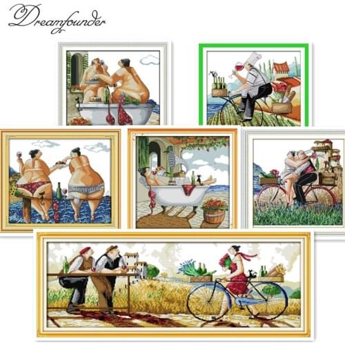 Enjoy life cross stitch kit cartoon count print 18ct 14ct 11ct cotton thread embroidery DIY handmade needlework multi pictures