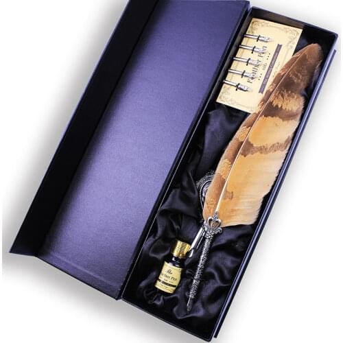European Style Retro Quill Feather Dip Calligraphy Pen Set Graduation Gift