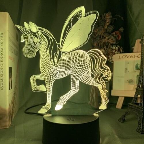 Unicorn Table Light 3D Usb Girl Indoor Bedside Lamps Novelty Birthday Present Decorative Luminaires