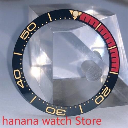 Brand new high-quality hot-selling 38mm glass pearl watch bezel blue red, suitable for 40mm self-winding mens watches