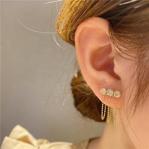 Zircon Tassel New Earrings For Women Delicate Simple Beautiful Fashion Jewelry