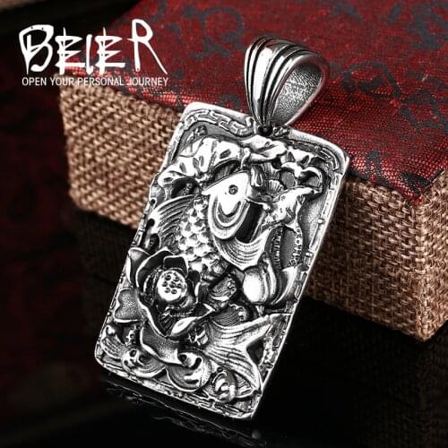Beier 316L Stainless Steel pendant necklace new style chinese style fish jump pendant jewelry LLBP8-161P