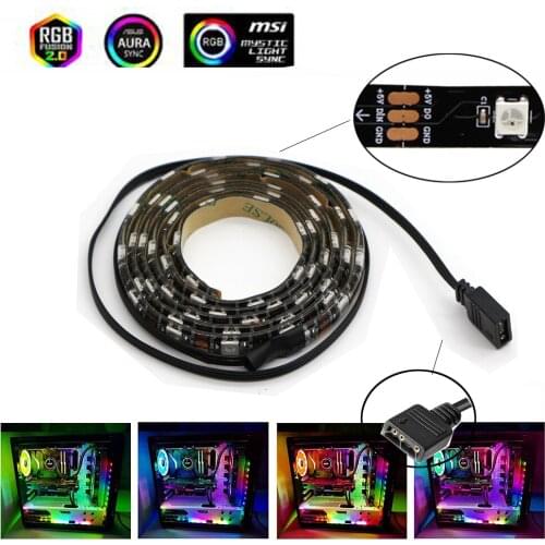 3Pin 5v Header Motherboard Full color RGB LED Strip light Addressable for ASUS Aura SYNC,MSI Mystic Light SYNC(+5V,DATA,N/A,GND)
