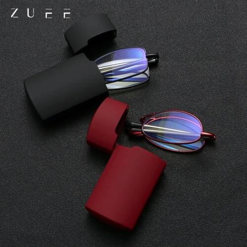 ZUEE 2021 Folding Reading Glasses With Case Men Women Telescopic Rotation Presbyopia Eyeglasses Includes Glasses Case +1.0~+4.0