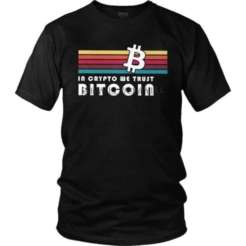 Vintage Bitcoin Stripe Tshirt Men Graphic Tee Tops 100% Cotton T Shirts Short Sleeve Retro in Crypto We Trust T-shirts Gift Idea