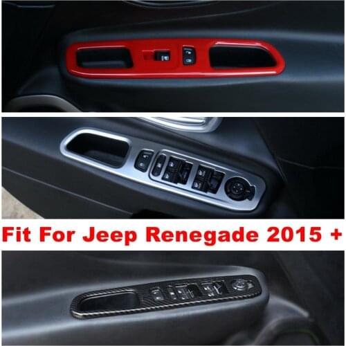 Inner Door Armrest Protector Panel Handle Holder Window Lift Switch Button Decoration Cover Trim For Jeep Renegade 2015 - 2020