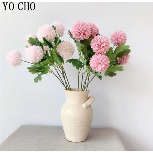 YO CHO Silk Dandelion Artificial Flower Pompon Fake Onions Ball Home Party Wedding Table Decor Flower Arrangement DIY Bouquet