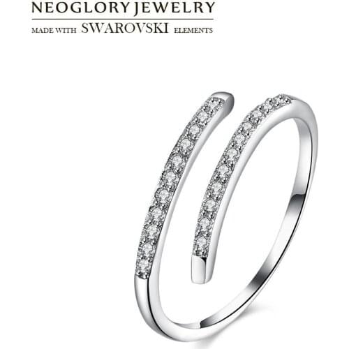 Neoglory S925 Sterling Silver & Cubic Zirconia Engagement Women Ring Twist Classical Elegant Wedding Anillos Party Gift