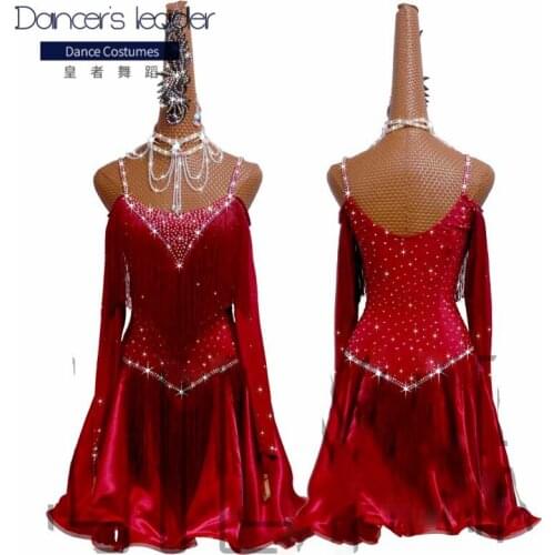New Latin Dance Dress Competition Dress Costumes Skirt Performing Dress Adult Customize Children Red Matador Skirt Split Skirtes