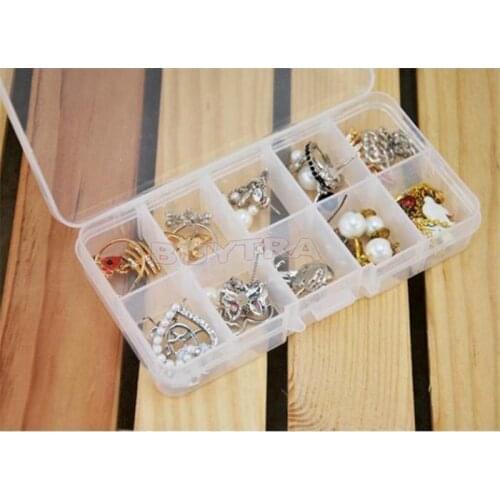 10 Slots Hot Plastic Compartment Adjustable Jewelry Necklace Clear Storage Box Case Holder Craft Organizer