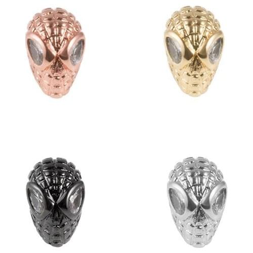 14*9mm spider head crystal micro pave cz zircon cubic zirconia beads copper silver gold plated bracelet accessories xdc24