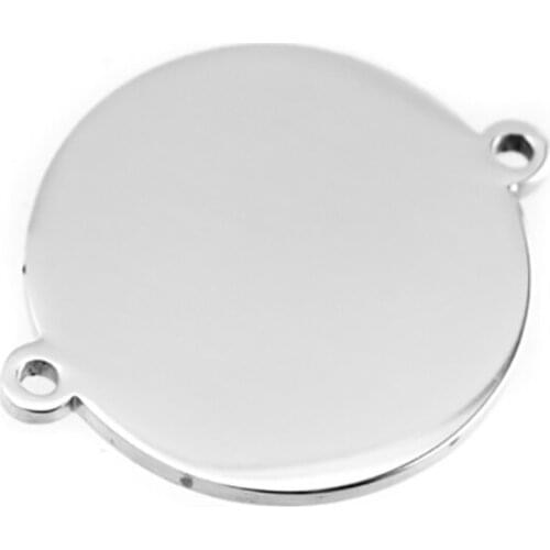 15/20/25mm 2 Hole Round Blank Tag Charms Stainless Steel Pendant Charm Circle Connectors DIY Jewelry Making Wholesale 10pcs