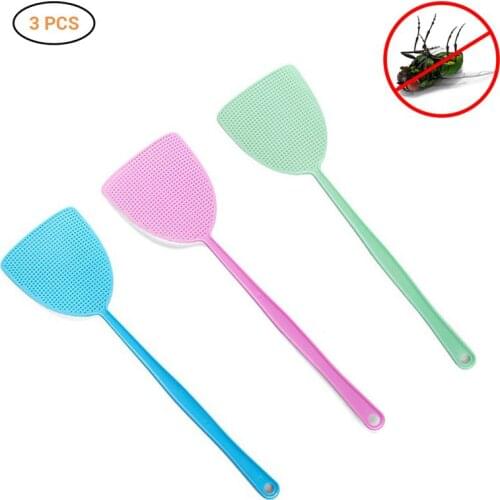 3Pcs Plastic Fly Swatter Manual Swat Mosquito Pest Control With Long Handle Pest Control Tools Home Supplies