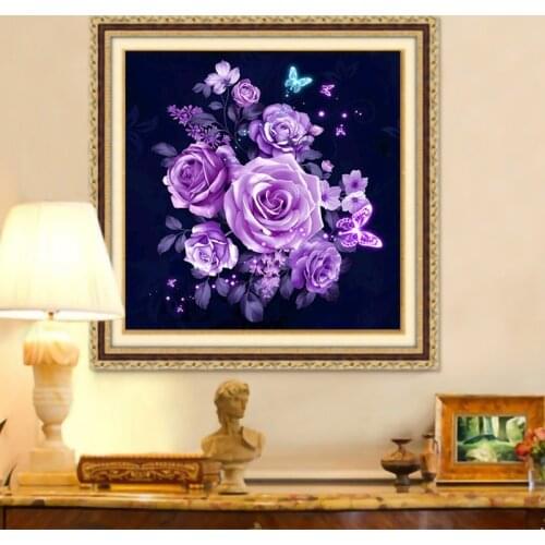 30*30 DIY Diamond Painting Rose Flower Stickers Cross Stitch Drawing Full Diamond Home Decoration Painting Round Drill Gift