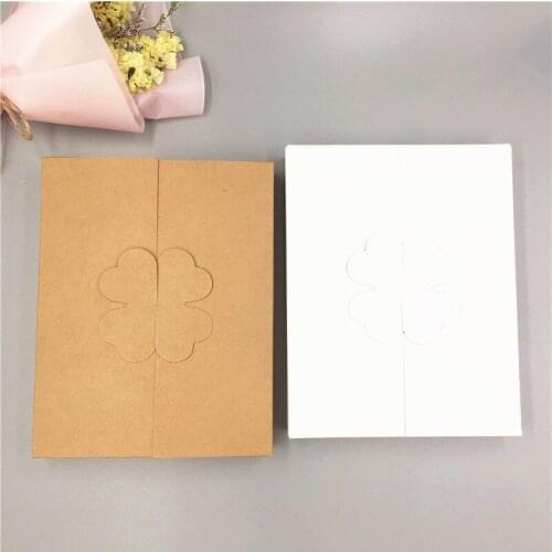 30Pcs/Lot Kraft Paper Four-leaf Clover Boxes For Jewelry Carrying Gifts Packaging Supplies Favor Storage Container Simple Boxes