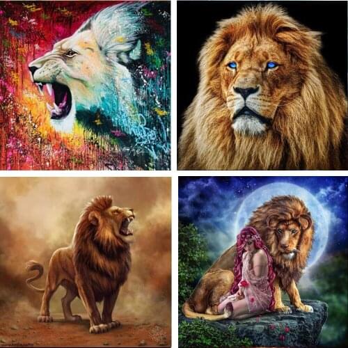 5D DIY Diamond Painting Animal lion Full Square/Round Crystal Diamond Mosaic Embroidery Christmas Constellation Pictures TY799