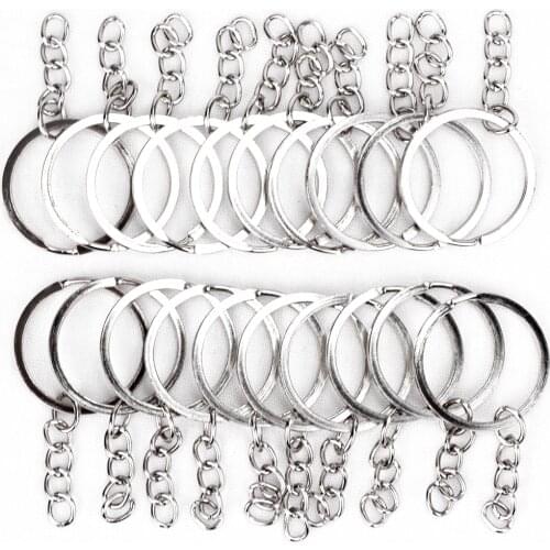 50PCS Silver Plated Metal Blank Keyring Keychain Split Ring Keyfob for resin mold keychain accessories