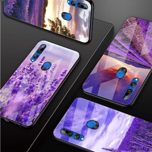 Lavender Fields Purple Flowe Tempered Glass Phone Case For Huawei honor 8X 9 10i 20i 20Lite 20Pro 30 Pro Cover Shell