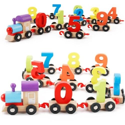Wooden Educational Toys Digital Train Cognitive Teaching Aids Intelligence Game Building Blocks Childrens Early Education Toys